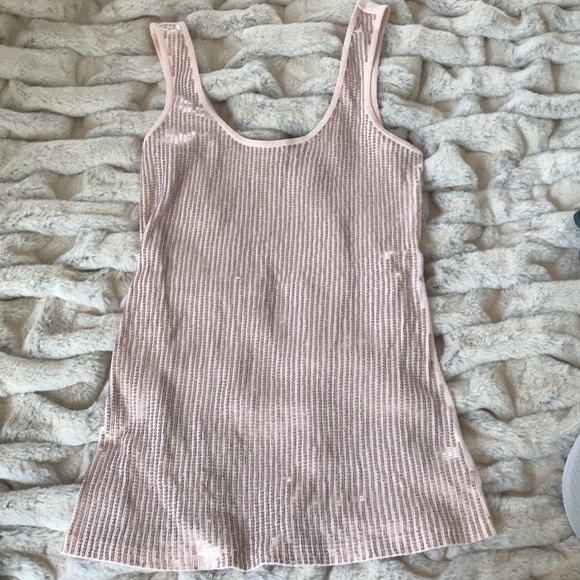 Express Sequined Tank Top pale Pink w/ Stretch S - Picture 3 of 6